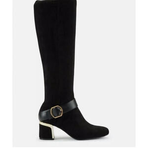 DKNY Womens Caira Microsuede Knee-High Boots Black 9